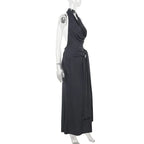 Strapped Halter Neck Backless Long Dress