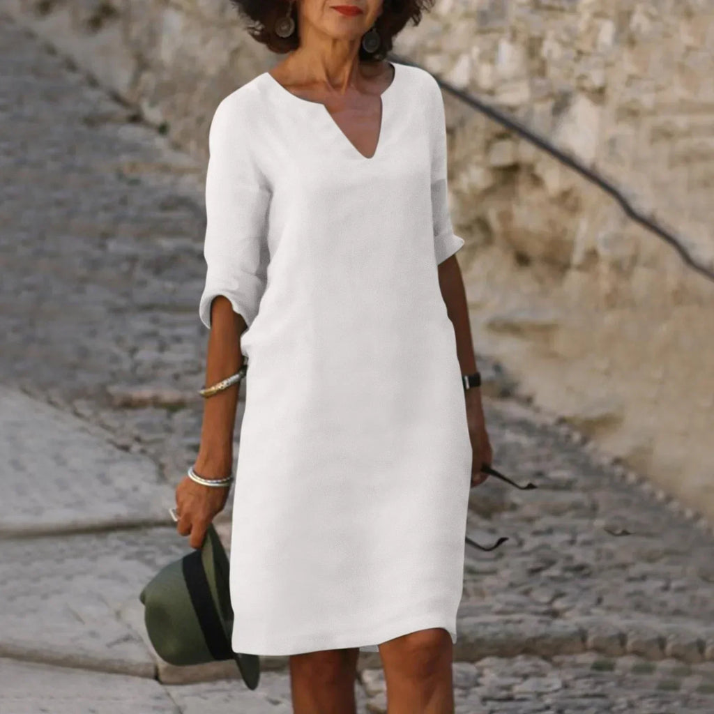Anabel Statement Tummy Covering V Neck Dress Evening Wear Edit