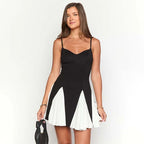 Color Block OneShoulder Strap Splicing Slip Dress