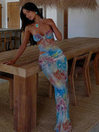 Diagonal Strap Waistless Floral Dress
