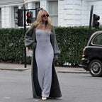 Elegant Modest Knitted Long Dress Loose Buttons Sweater Cardigans 2025 Fall Commuter Lady Fashionable Trendy Casual Woman Wear
