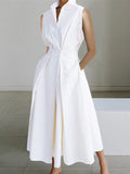 Rocío Exclusive White Shirt Collar Urban Cotton Dress Evening Wear Edit
