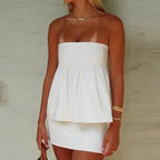 Bandeau Solid Color OffShoulder Strapless