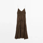 Sling A - line Sleeveless Deep V - neck Dress