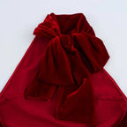 Solid Sleeveless Backless Bow Zipper Long Dress