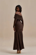 Off - shoulder Strapless Rose Long Sleeve Dress