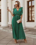 Catalina Chic Green Maxi Dress with Pleats Boutique Collection