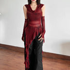 Cyber Grunge Mesh See Through Hooded Sheer Top
