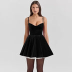 Velvet Lace Patchwork Wrap Mini Dress