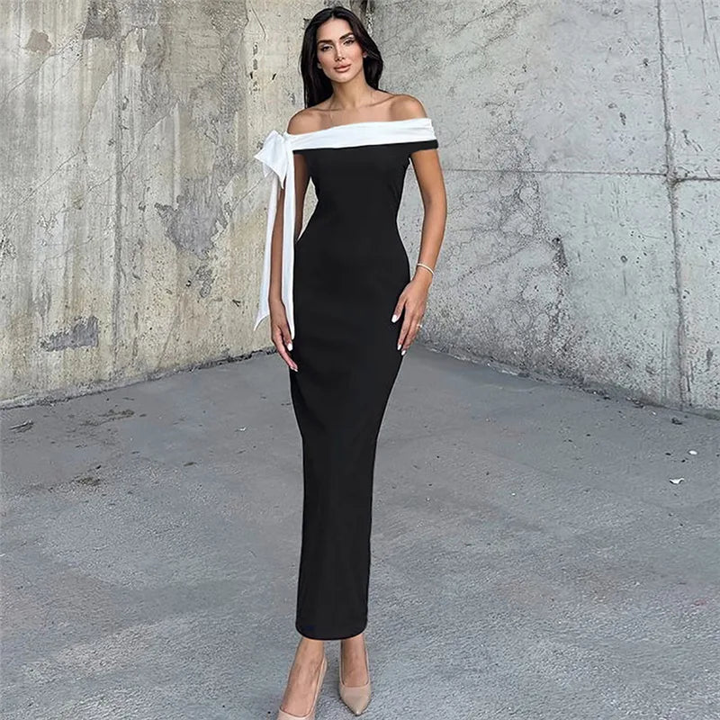 Diagonal Collar Backless Lace - Up Dress