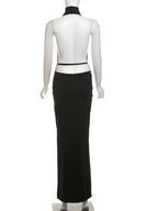 Halter Low Swinging Neck Maxi Dress