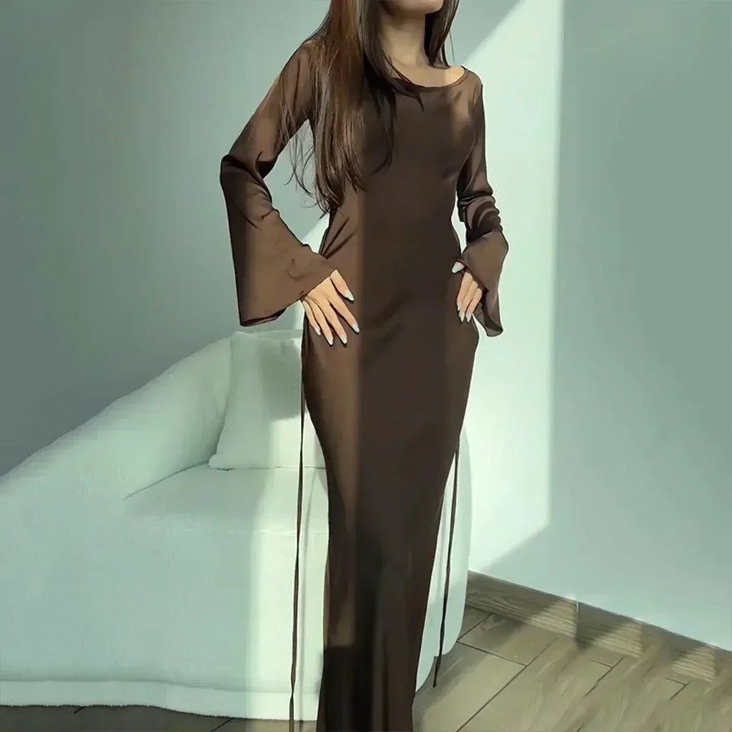 Clara Effortless Dress with Long Sleeves Elevated Occasion Wear