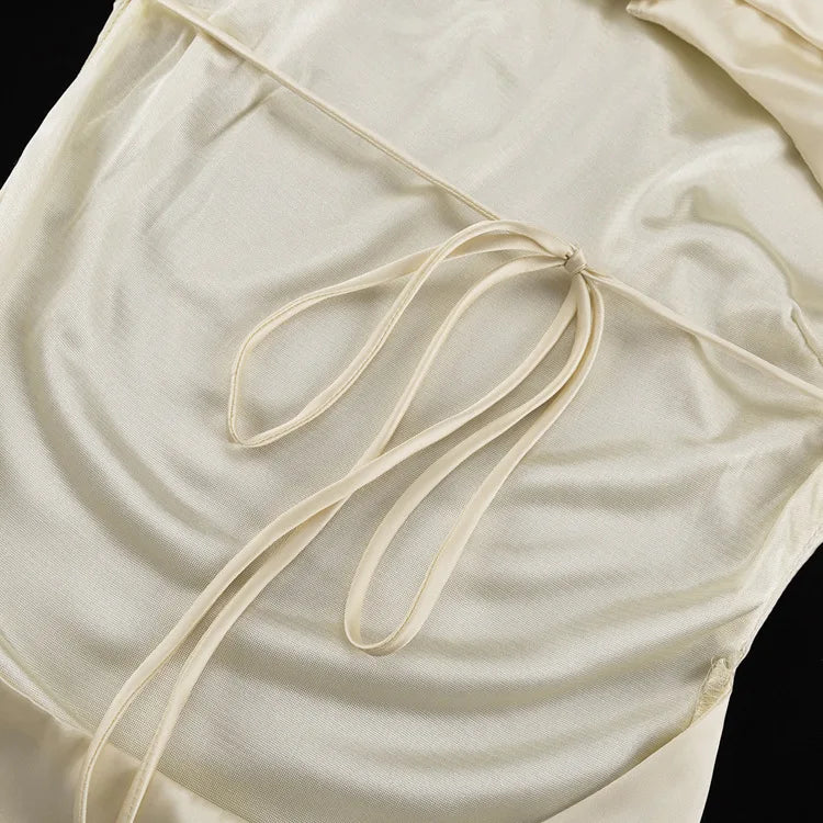 Elegant Backless Lace - Up Satin Party Mini Dress