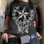 Cyber Star Grunge Red Tshirt