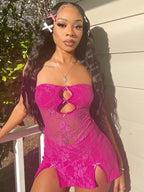 Hollow Strapless Pullover Y2K Mini Dress