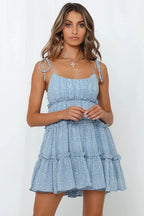 Bowknot Spaghetti Chiffon Floral Dress