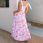 Floral Ruffle Smocked Flowy Midi Dress