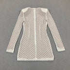 Pearl Sequin Mini Long Sleeve Party Dress