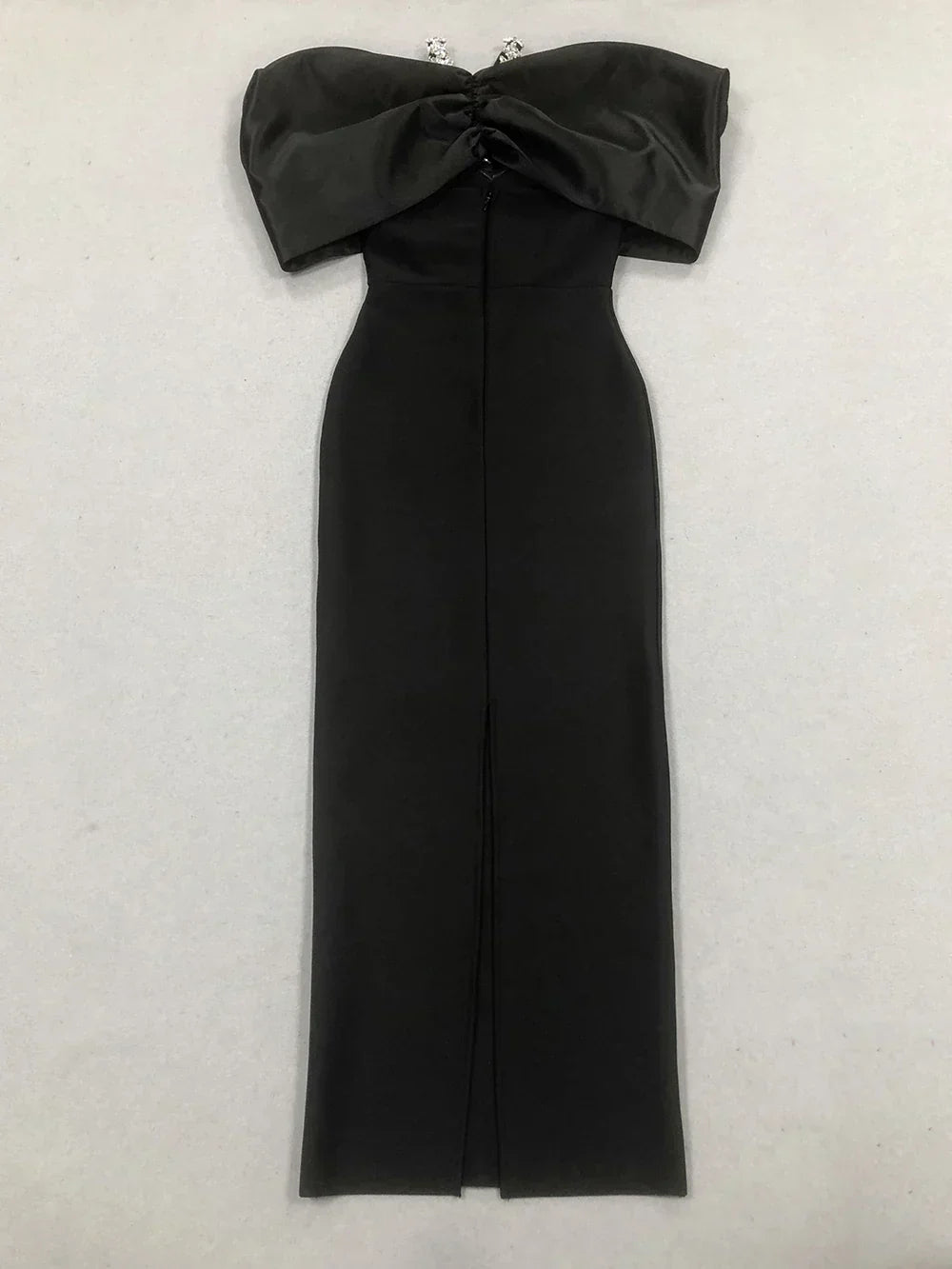 Pleated Strapless Bow Ankle Length Dress