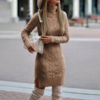 Zulema Chic Women's Knitted Dress with High Neckline Designer Edit