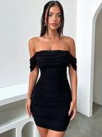 Off the Shoulder Short Sleeve Mini Dress
