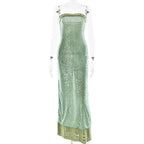 Strapless Sequin Slit Backless Dress