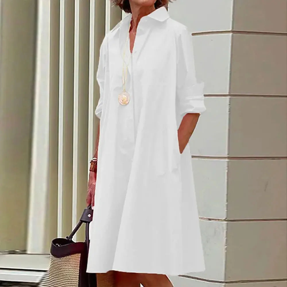 Alba Boutique Women's Midi Shirt Dress with Button Placket Collection