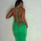 Piano Playing Draped Back Maxi Dress
