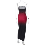 Strapless Black - Red Gradient Long Dress