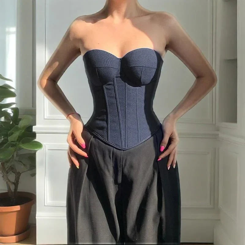Fishbone Bustier OffShoulder Strapless