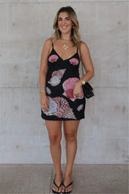 Spaghetti Strap Floral Print Mini Dress