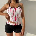 Tie Dye Shorts Tankini High Waist Two Piece Swim Sets