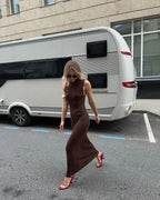 Women's Sleeveless Turtleneck Maxi Dress
