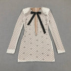 Pearl Sequin Mini Long Sleeve Party Dress