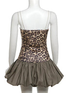 Leopard Print Patchwork Mini Dress