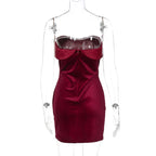 Velvet Off - shoulder Strapless Mini Dress
