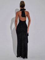 Cassia - Backless Slit Maxi Dress