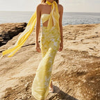 Cutout Tieup Strapless Floral Dress