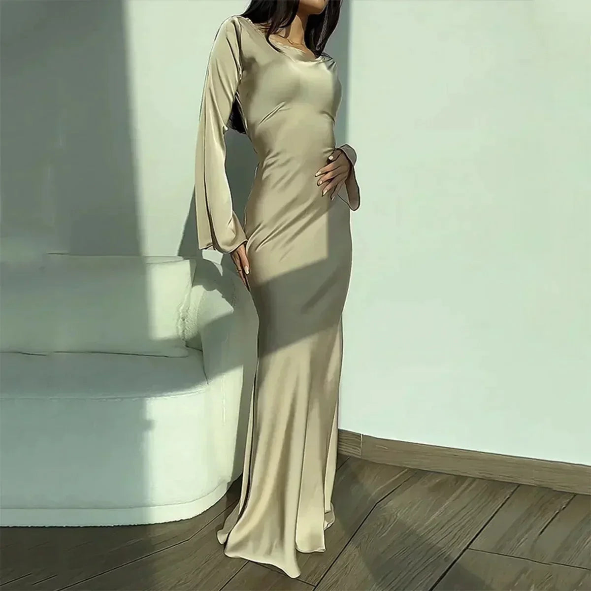 Clara Effortless Dress with Long Sleeves Elevated Occasion Wear