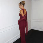 Mesh Sleeve Off - shoulder Long Dress