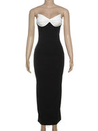 Bows Contrast Color Ribbon Long Dress