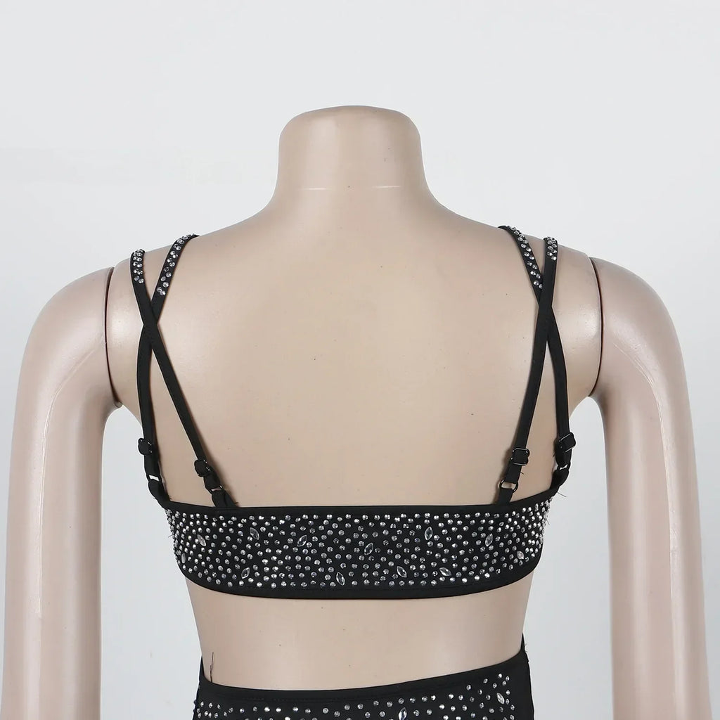 Spaghetti Strap Mesh Black Long Dress