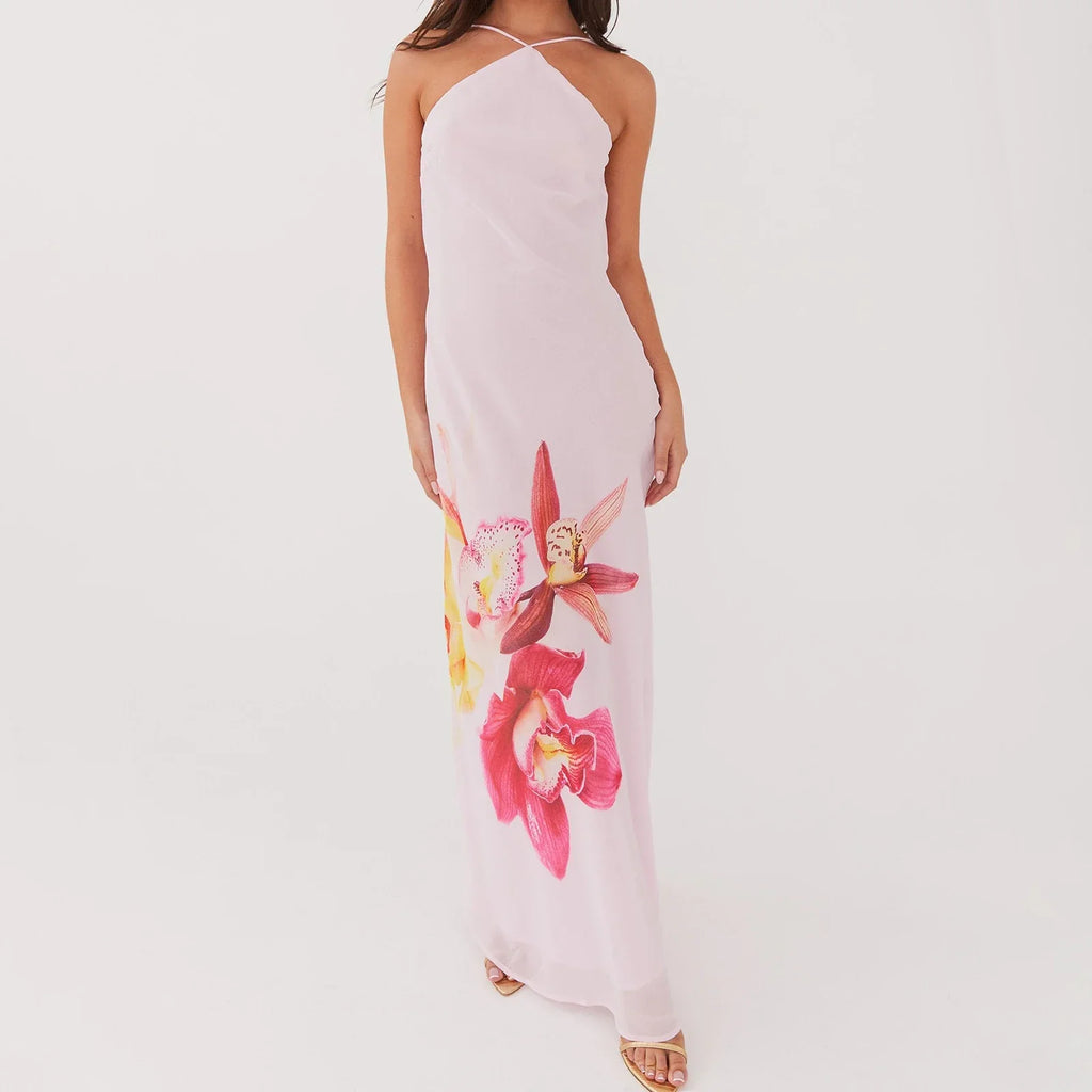Halter Layered Party Floral Dress