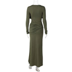 Solid Long Sleeve Irregular Splice Long Dress