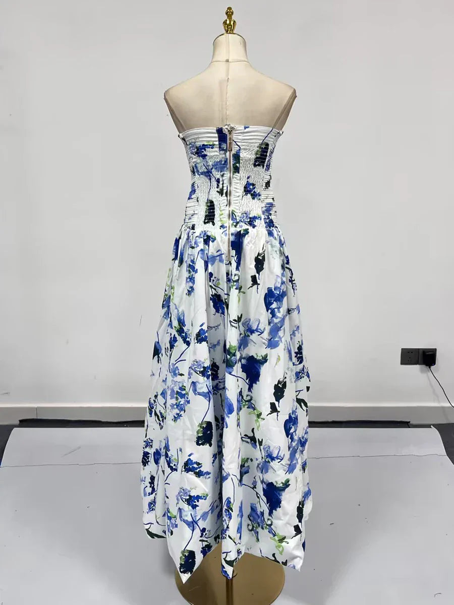 Strapless Sleeveless High Waist Temperament Long Dress