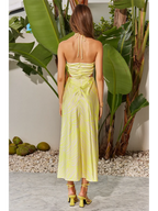 Halter Waist Cutout Zebra Midi Dress