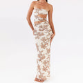 Hollow Strapless Metal Slit Midi Dress