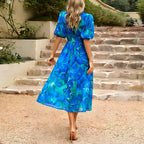 Nadia Statement V Neck Midi Dress Summer Designer Edit