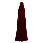 Solid Sleeveless Backless Bow Zipper Long Dress
