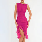 Irene Elevated Midi Dress with Ruffles Occasion Wear